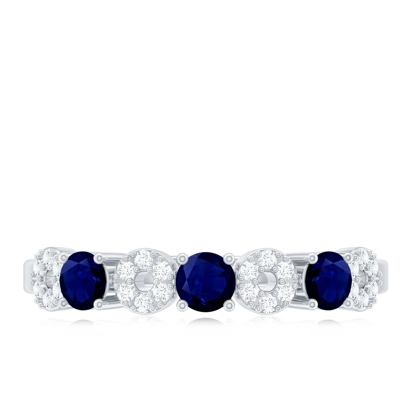 Natural Blue Sapphire Diamond Half Eternity Ring for Women