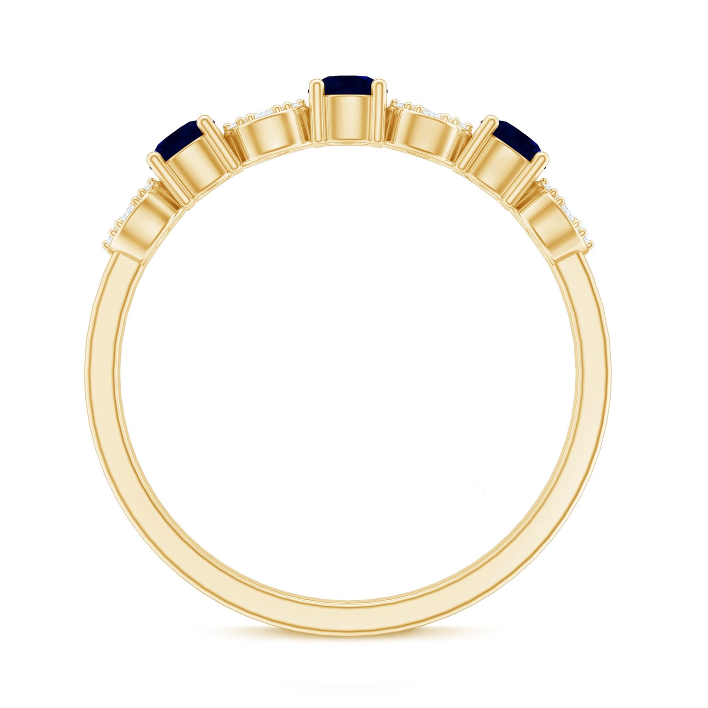 Natural Blue Sapphire Diamond Half Eternity Ring for Women