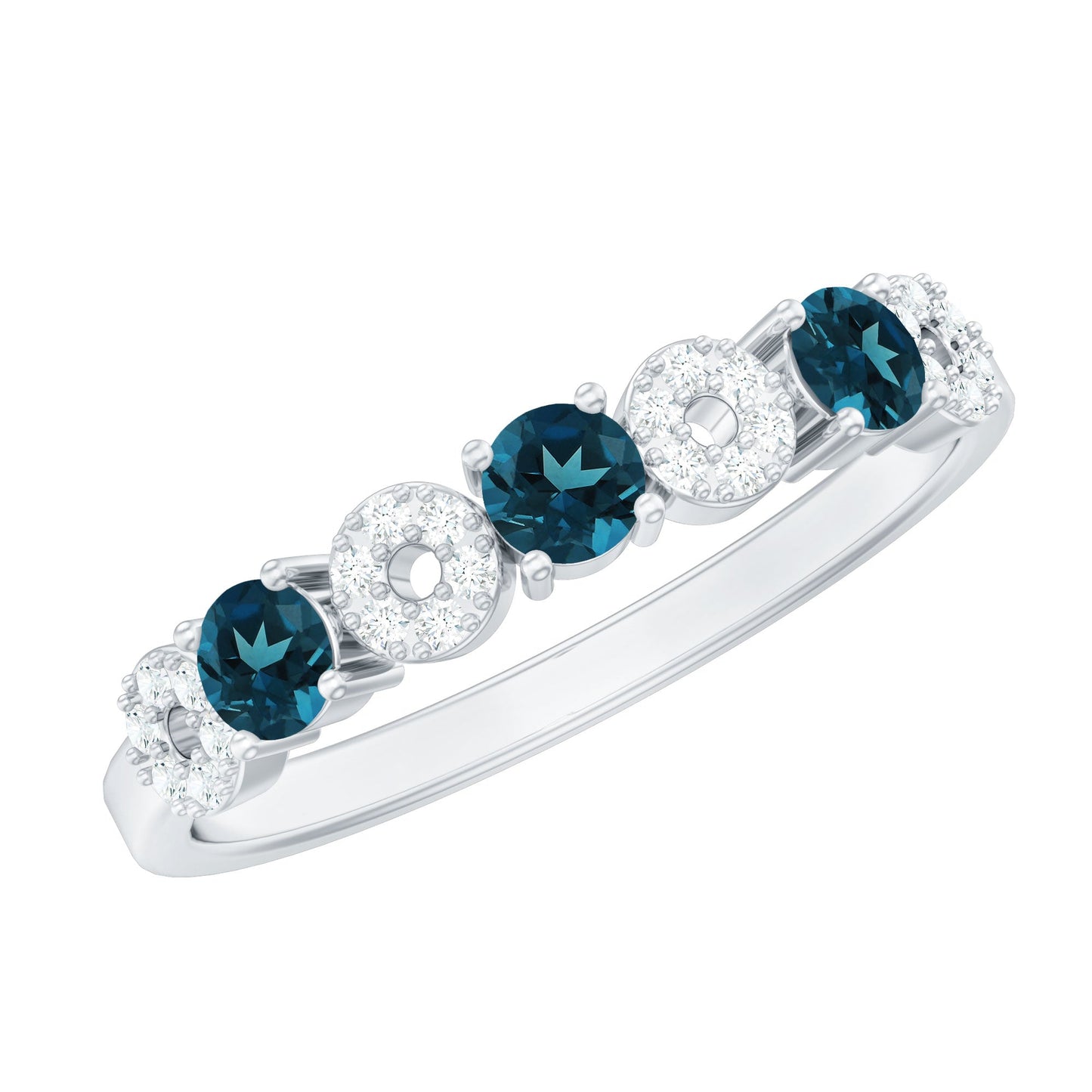 Natural London Blue Topaz Eternity Band Ring with Diamond