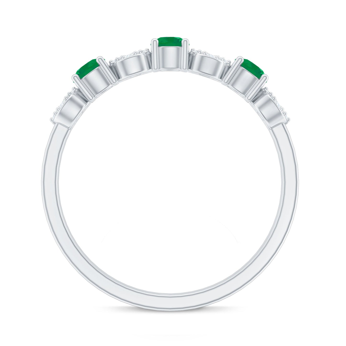 Natural Emerald Diamond Half Eternity Anniversary Ring with Certificate