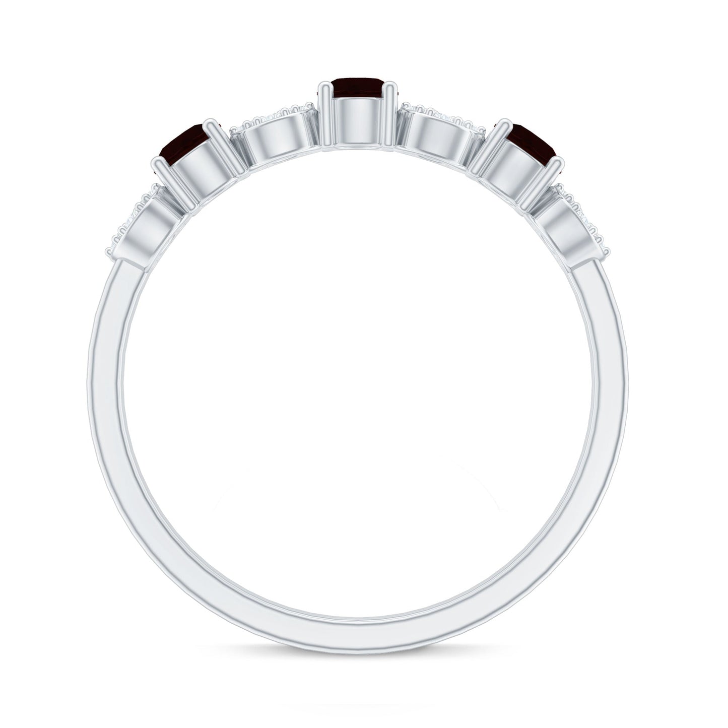 Natural Garnet Diamond Half Eternity Ring with Certificate