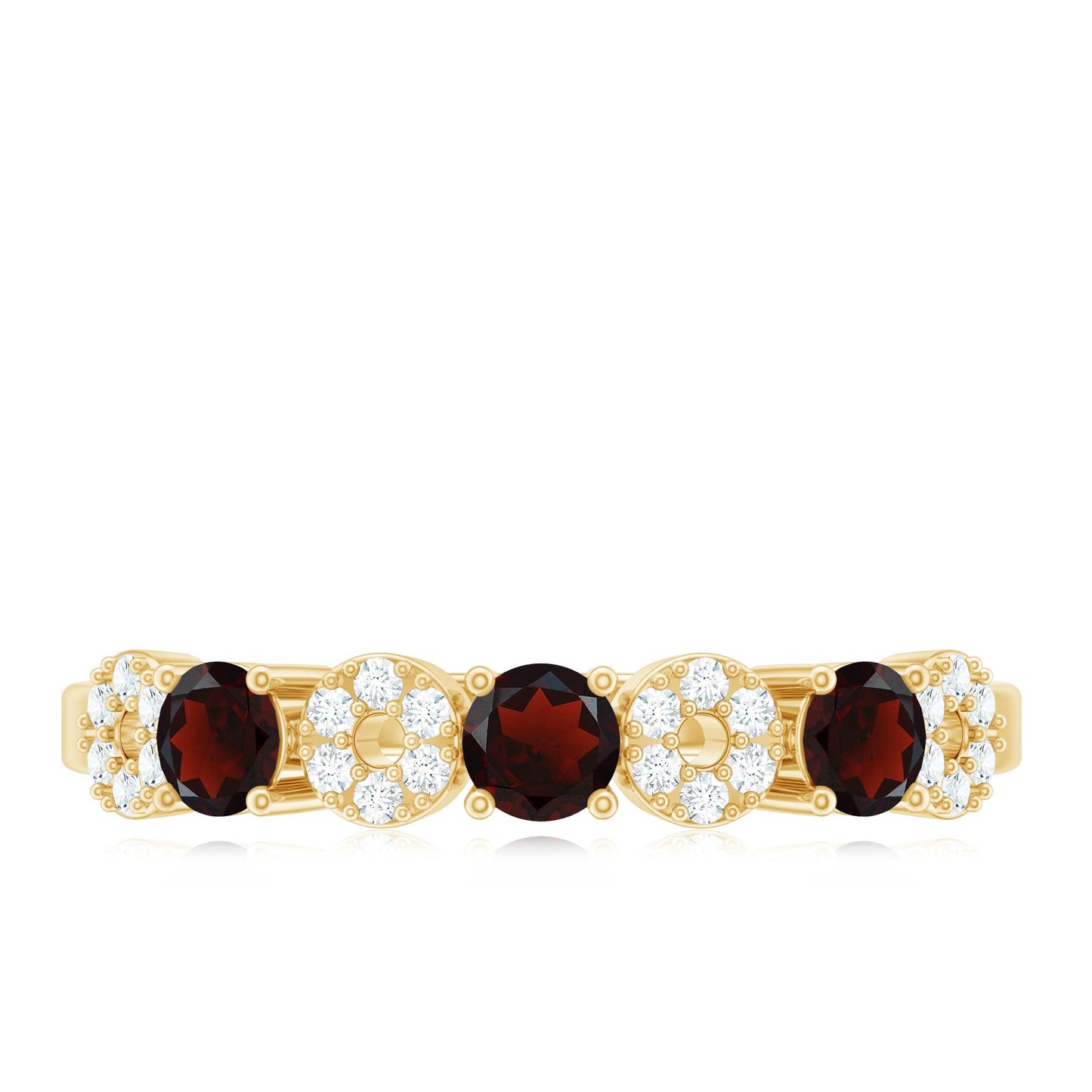 Natural Garnet Diamond Half Eternity Ring with Certificate
