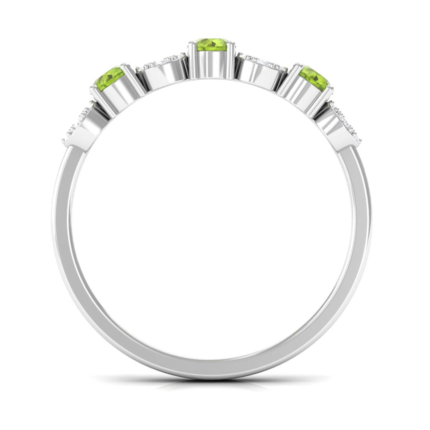 Peridot and Diamond Semi Eternity Ring
