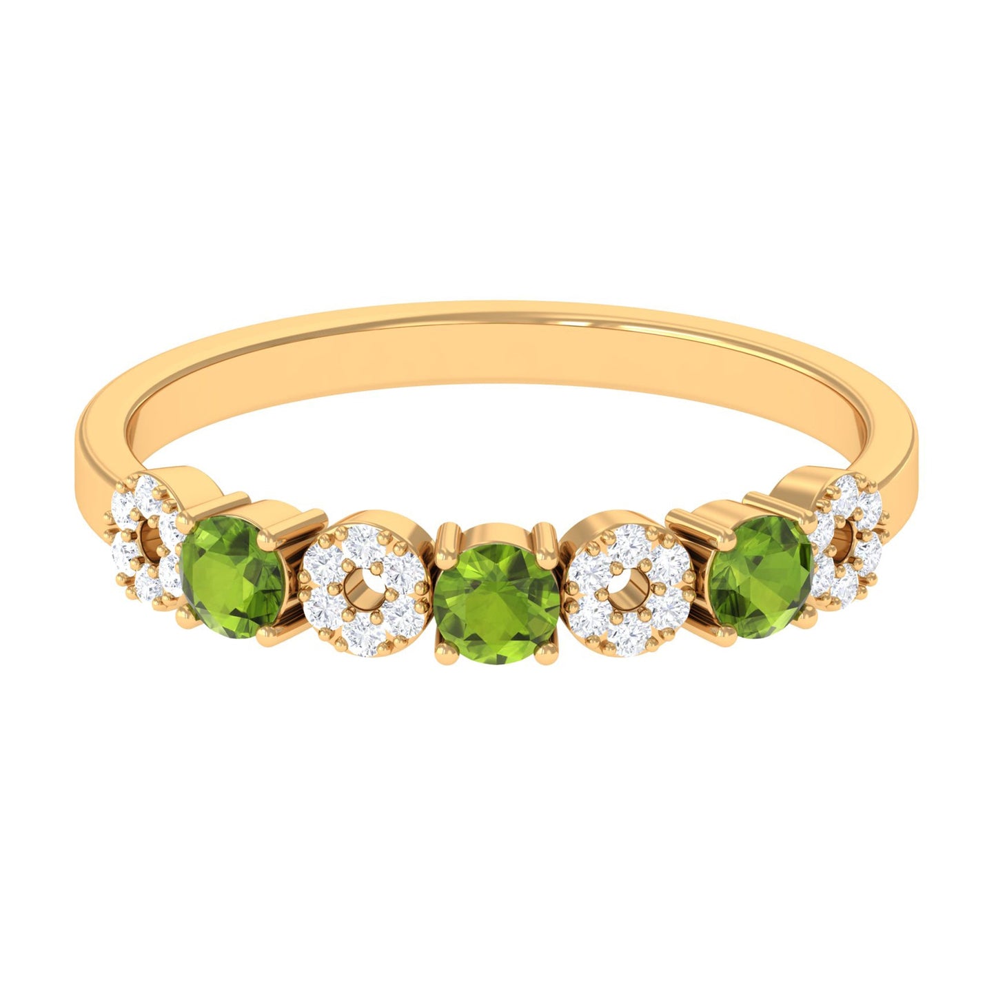 Peridot and Diamond Semi Eternity Ring