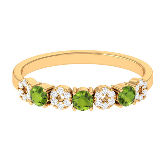Peridot and Diamond Semi Eternity Ring