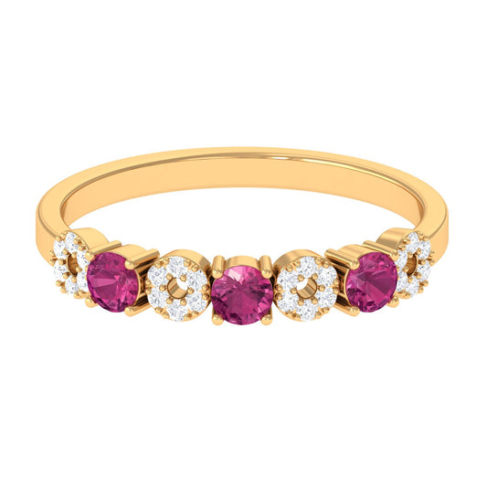 Semi Eternity Ring with Pink Tourmaline and Diamond