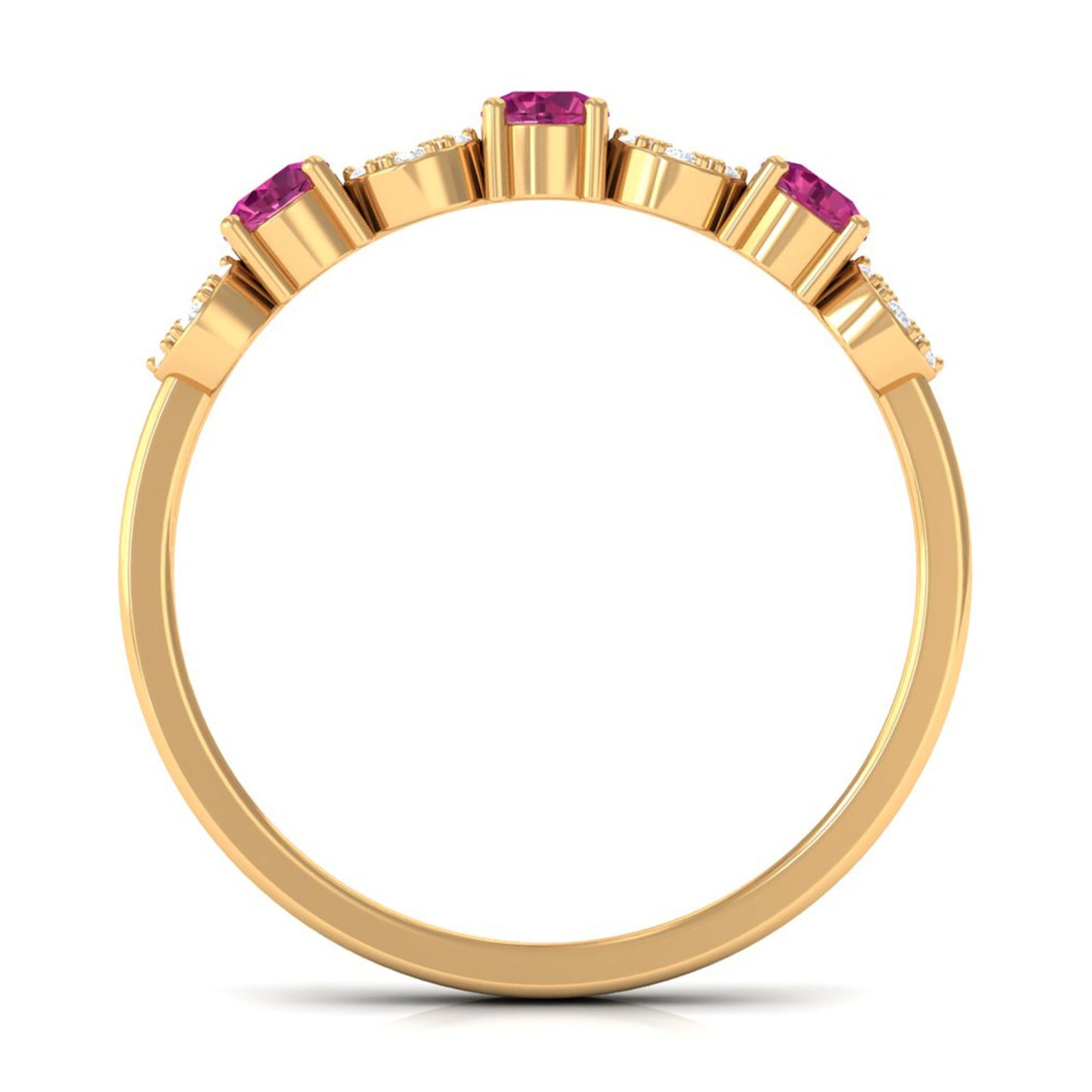 Semi Eternity Ring with Pink Tourmaline and Diamond