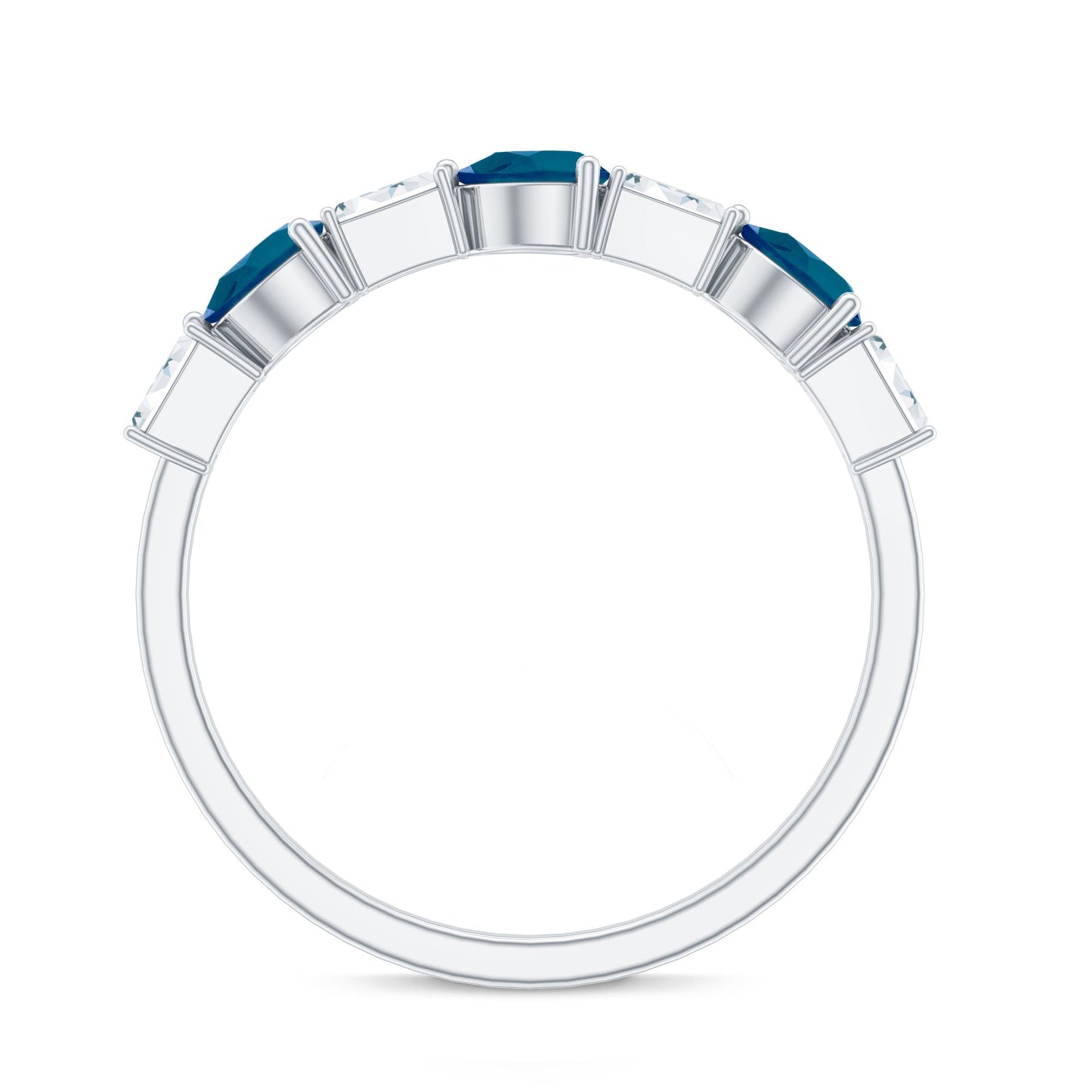 Pear Shape London Blue Topaz Eternity Band with Baguette Diamonds