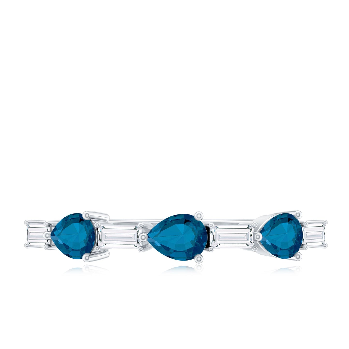 Pear Shape London Blue Topaz Eternity Band with Baguette Diamonds