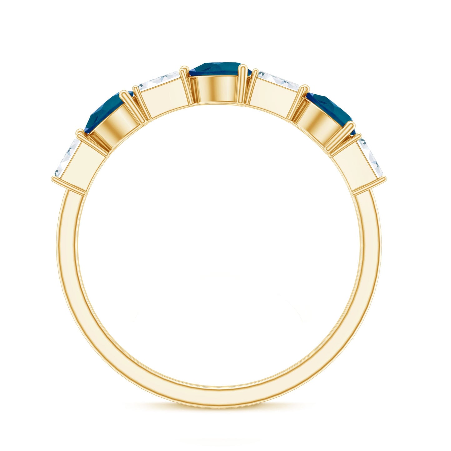 Pear Shape London Blue Topaz Eternity Band with Baguette Diamonds