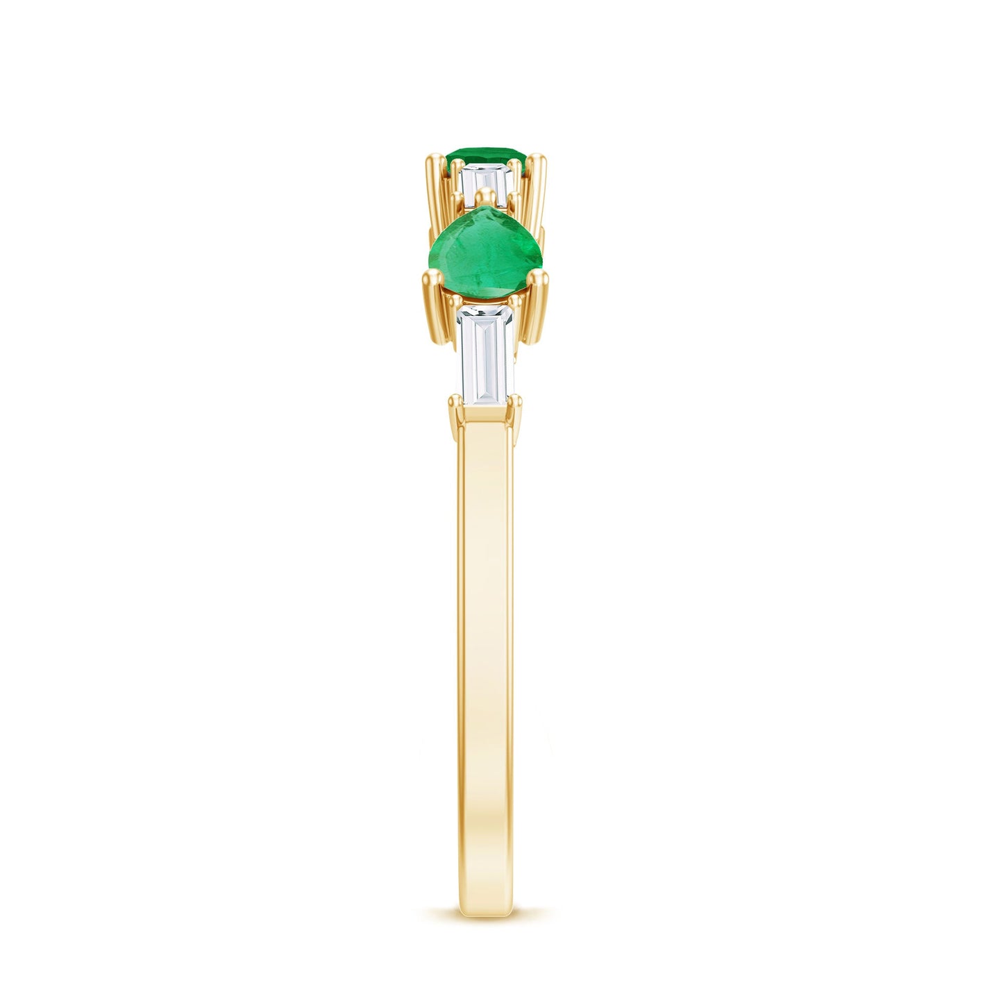 Certified Natural Emerald Diamond Half Eternity Anniversary Ring in East West Style