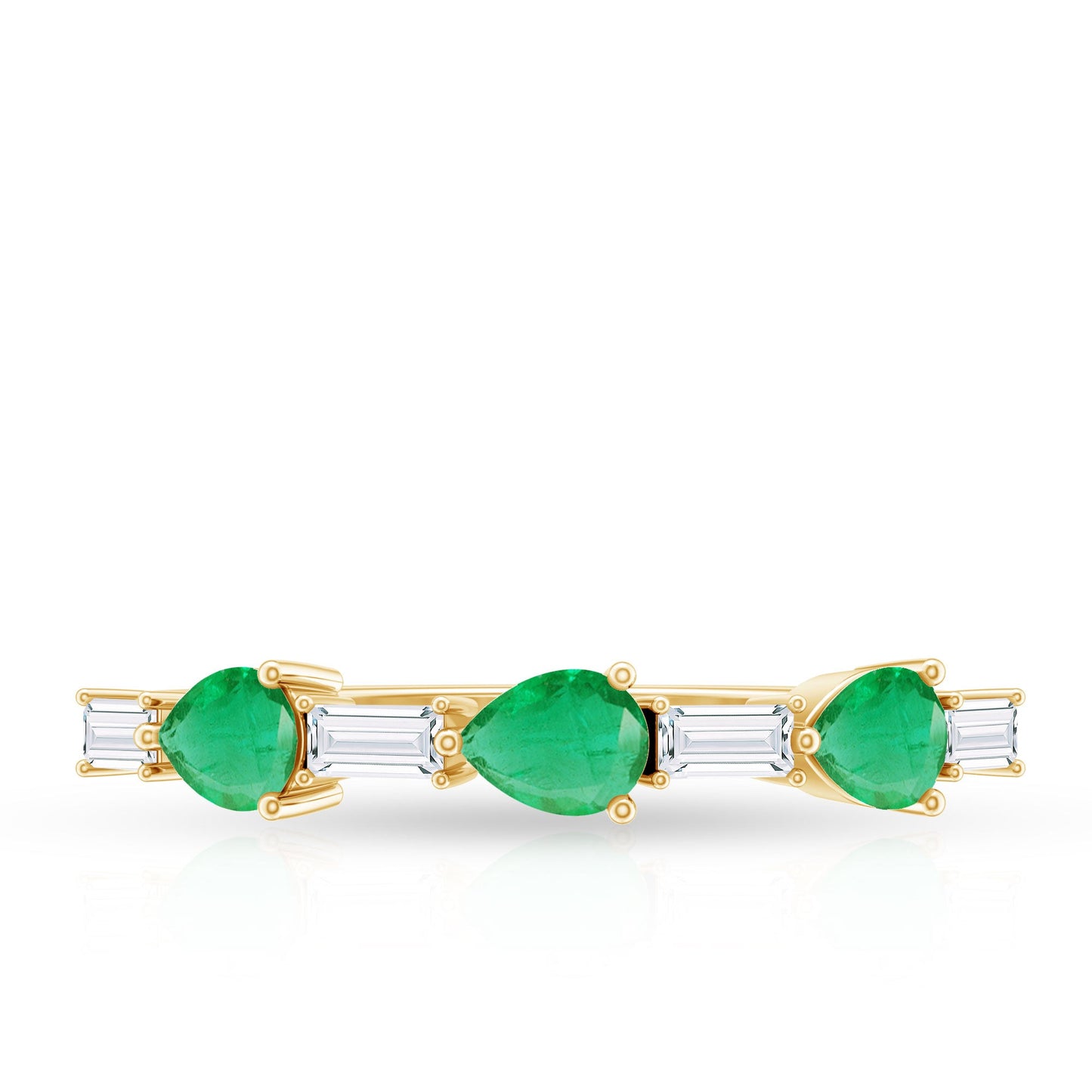Certified Natural Emerald Diamond Half Eternity Anniversary Ring in East West Style