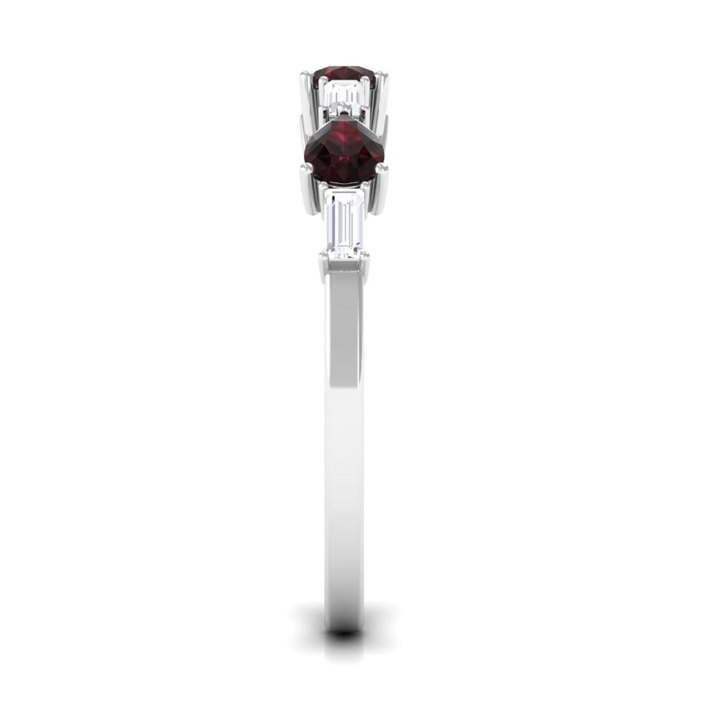 Natural Garnet Diamond Half Eternity Ring in East West Style
