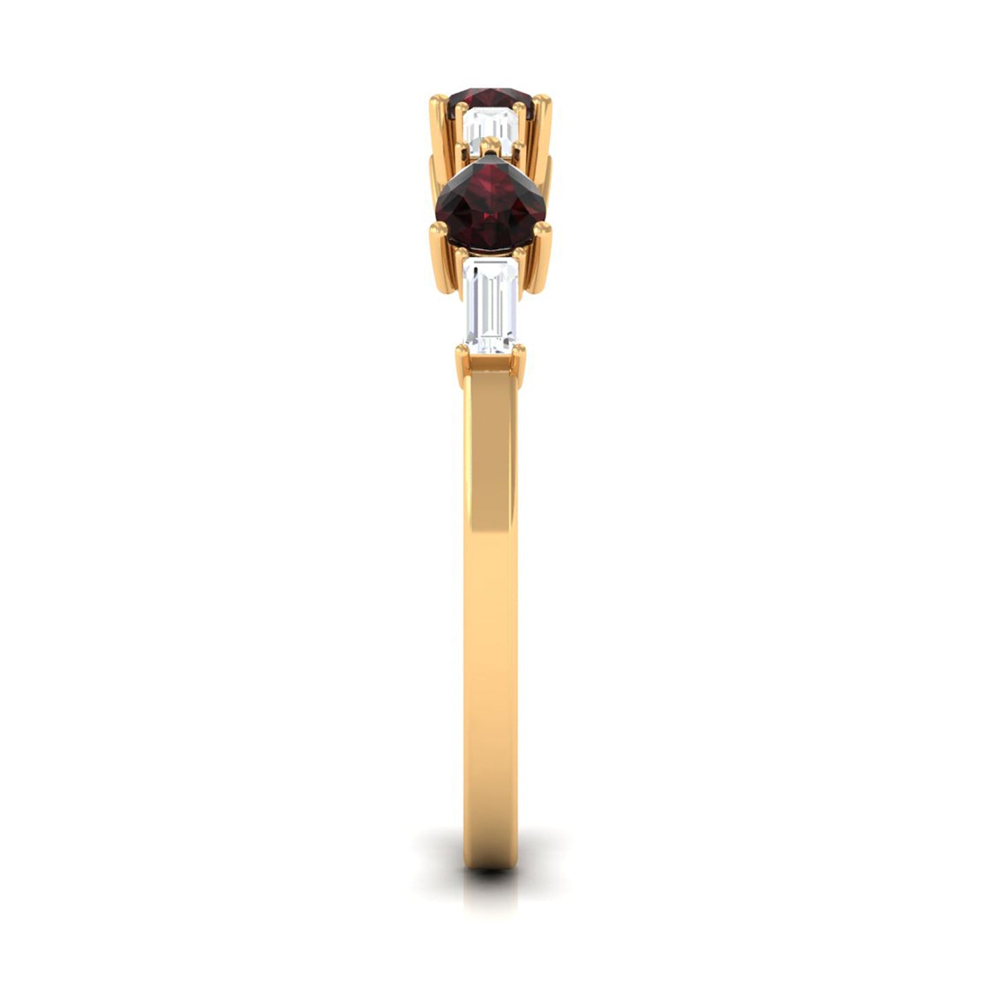 Natural Garnet Diamond Half Eternity Ring in East West Style