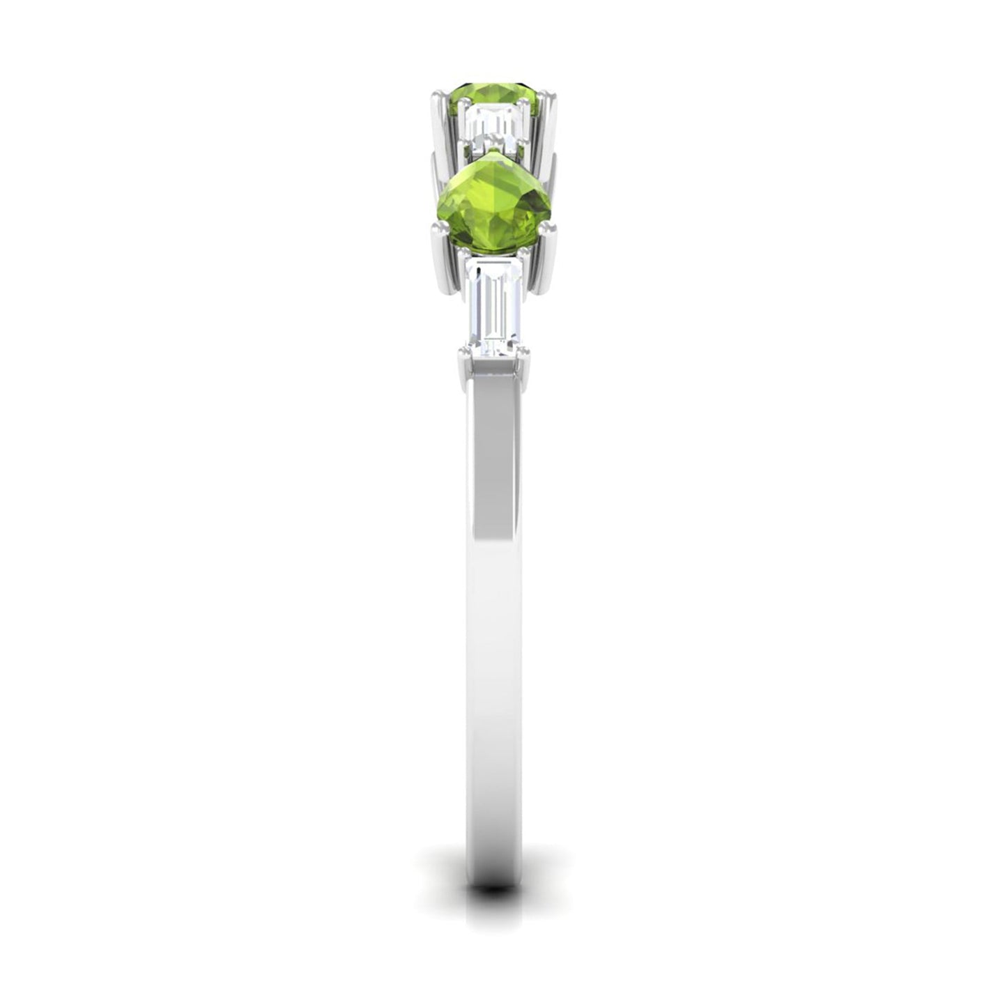 Peridot and Moissanite East West Half Eternity Ring