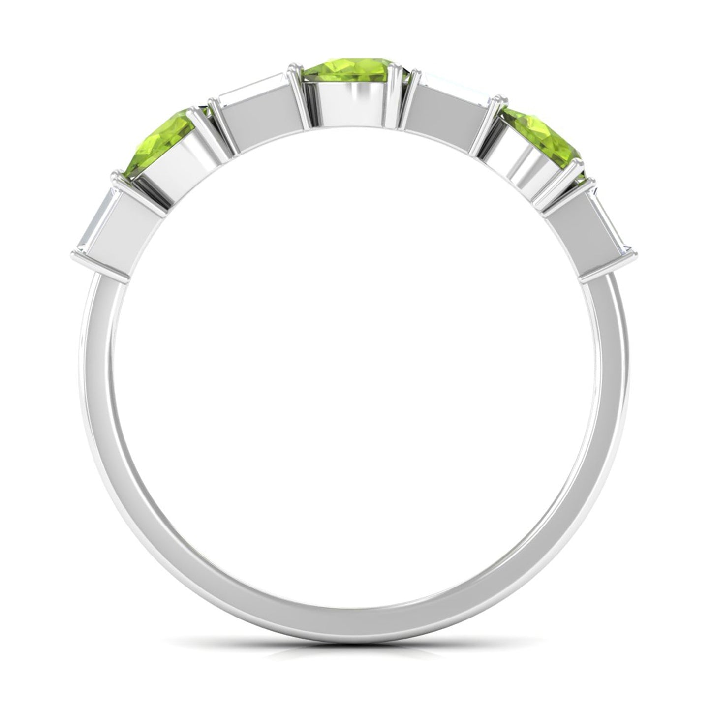 Peridot and Moissanite East West Half Eternity Ring