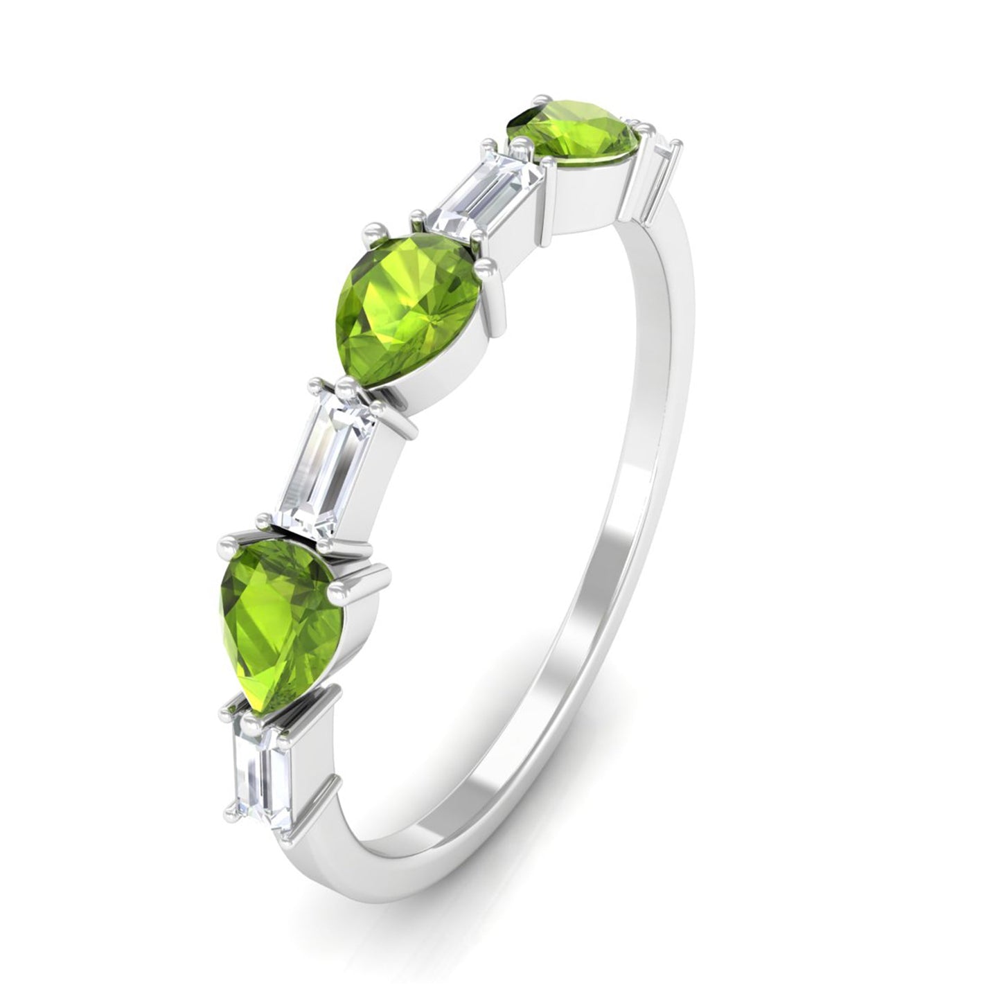 Peridot and Moissanite East West Half Eternity Ring
