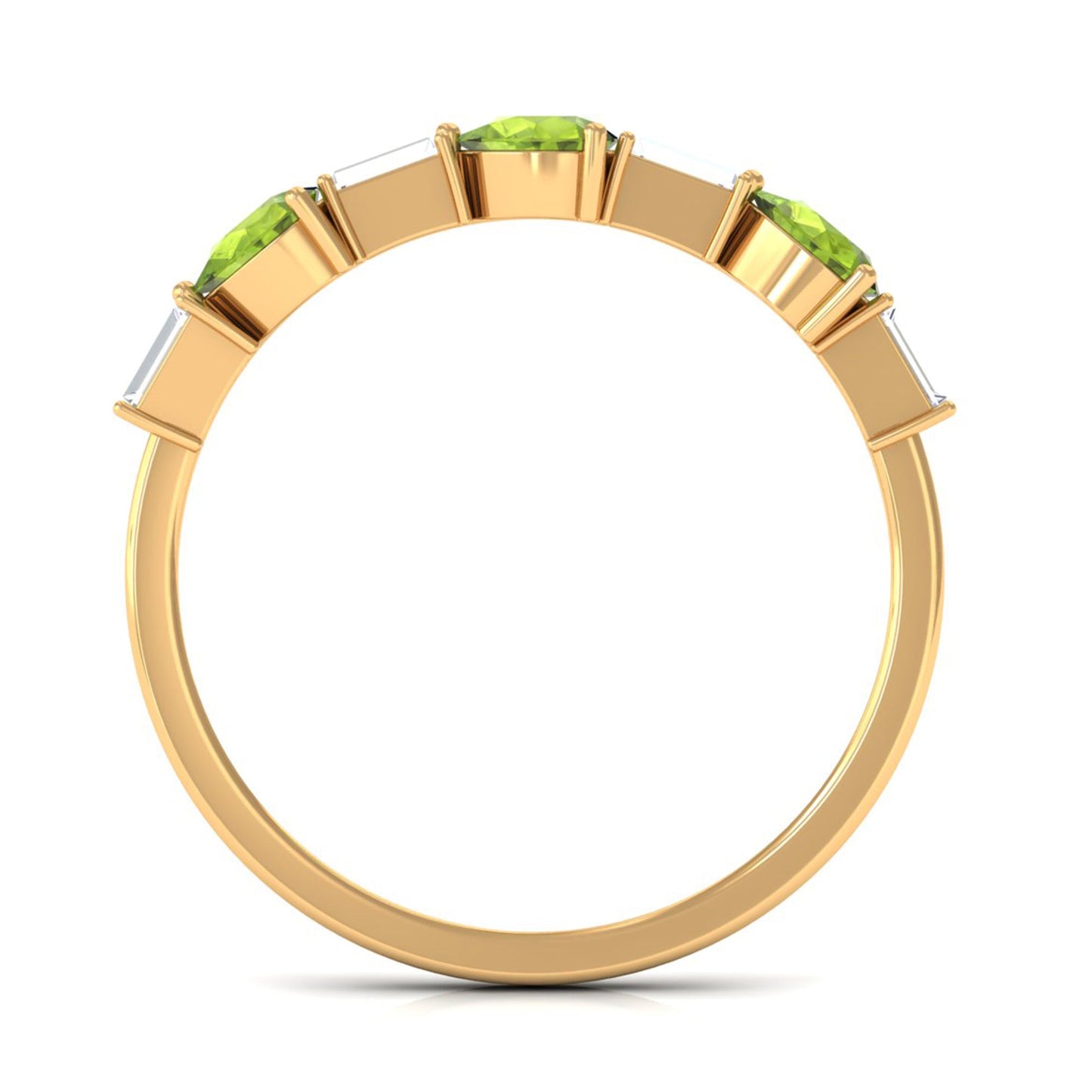 Peridot and Moissanite East West Half Eternity Ring