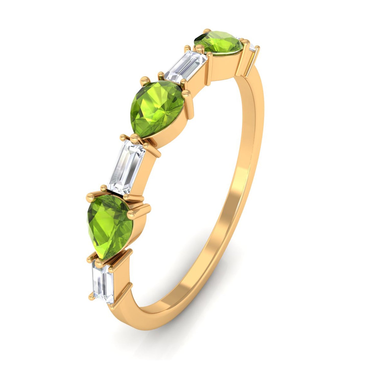 Peridot and Moissanite East West Half Eternity Ring