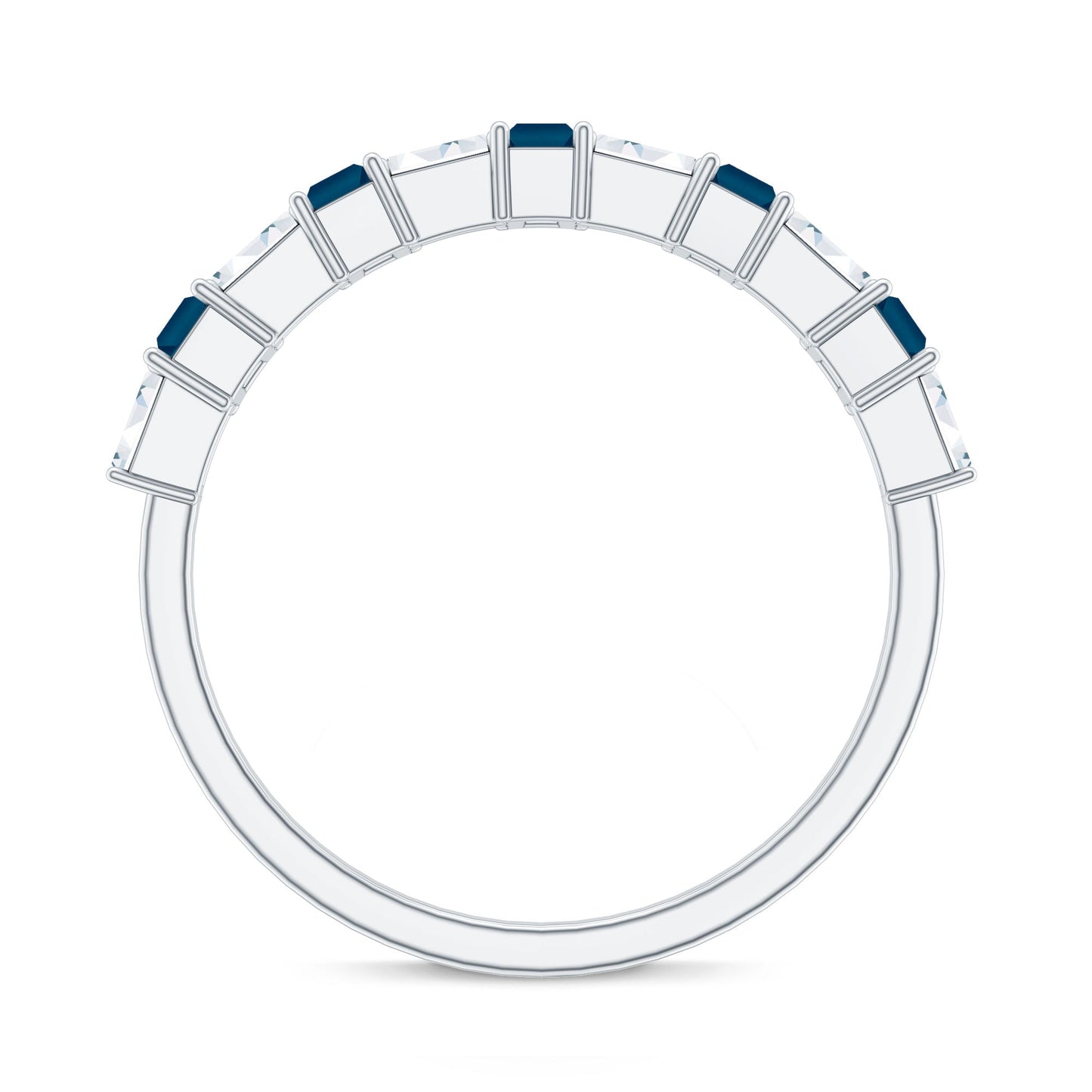 London Blue Topaz and Diamond Baguette Eternity Band Ring