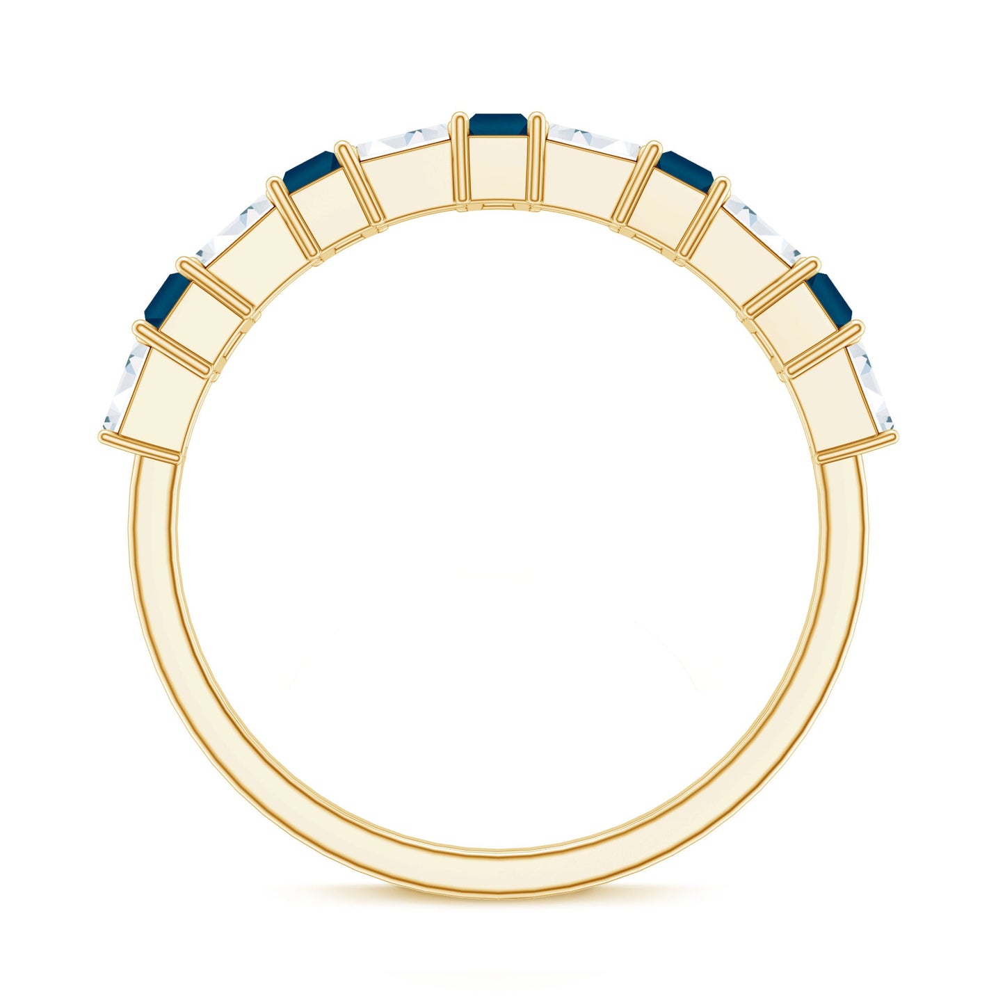 London Blue Topaz and Diamond Baguette Eternity Band Ring