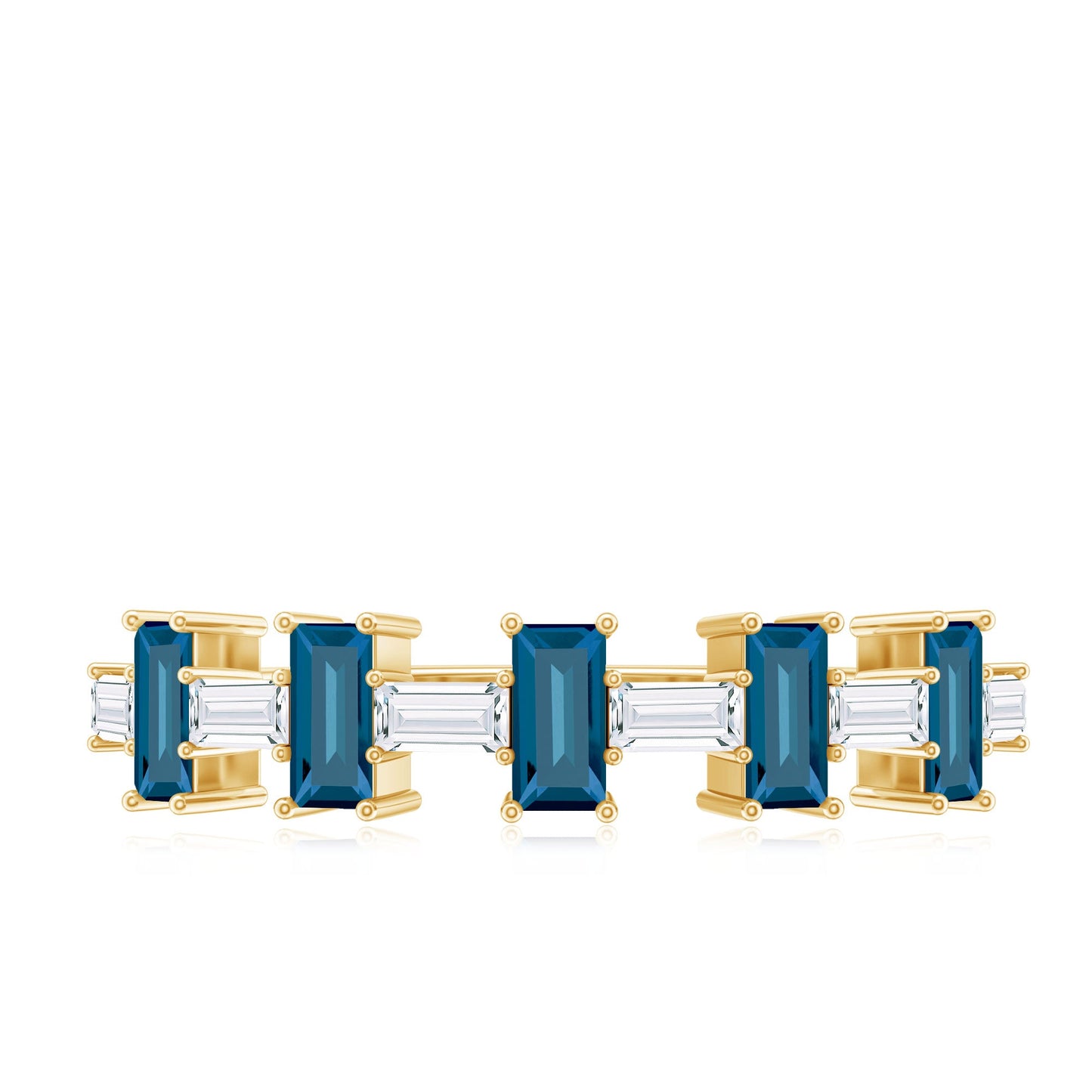 London Blue Topaz and Diamond Baguette Eternity Band Ring