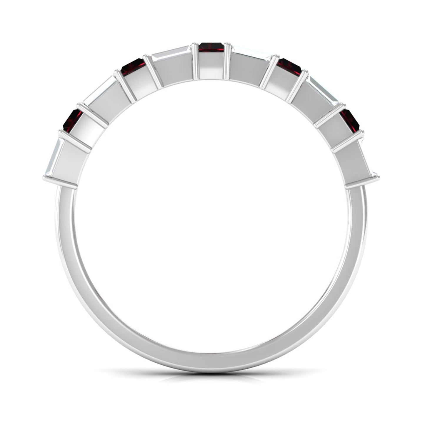 Genuine Baguette Garnet Diamond Half Eternity Ring