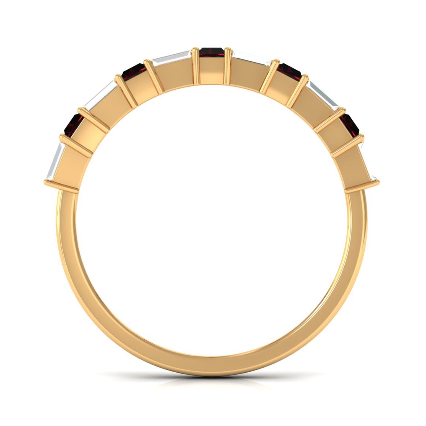 Genuine Baguette Garnet Diamond Half Eternity Ring
