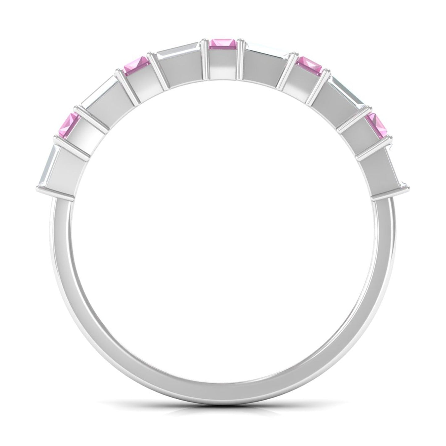 Pink Tourmaline and Moissanite East West Half Eternity Ring