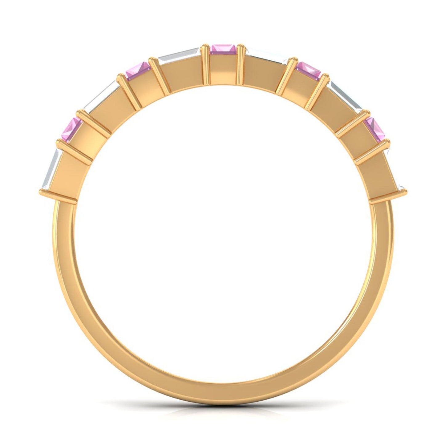 Pink Tourmaline and Moissanite East West Half Eternity Ring