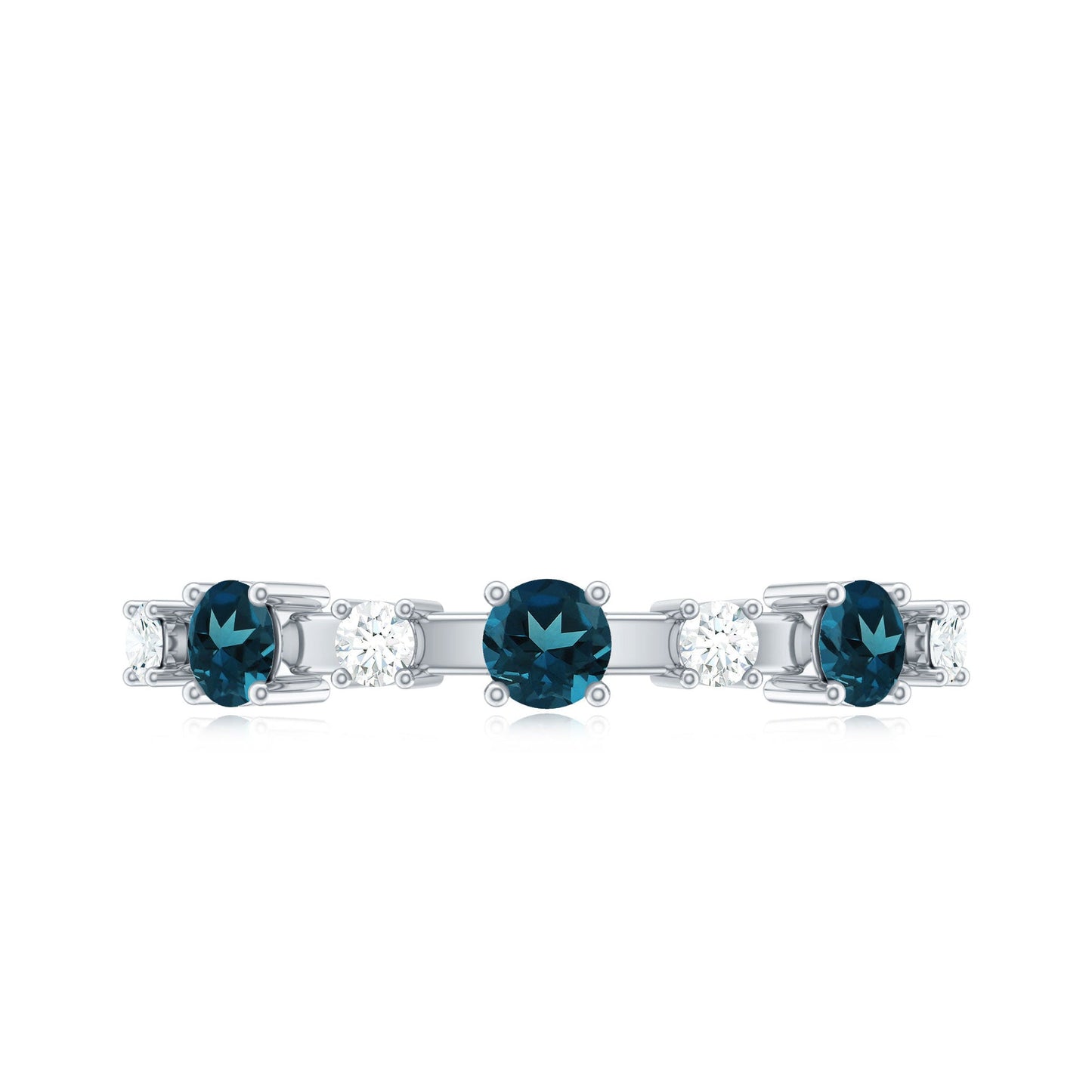 London Blue Topaz Wedding Eternity Band with Diamond