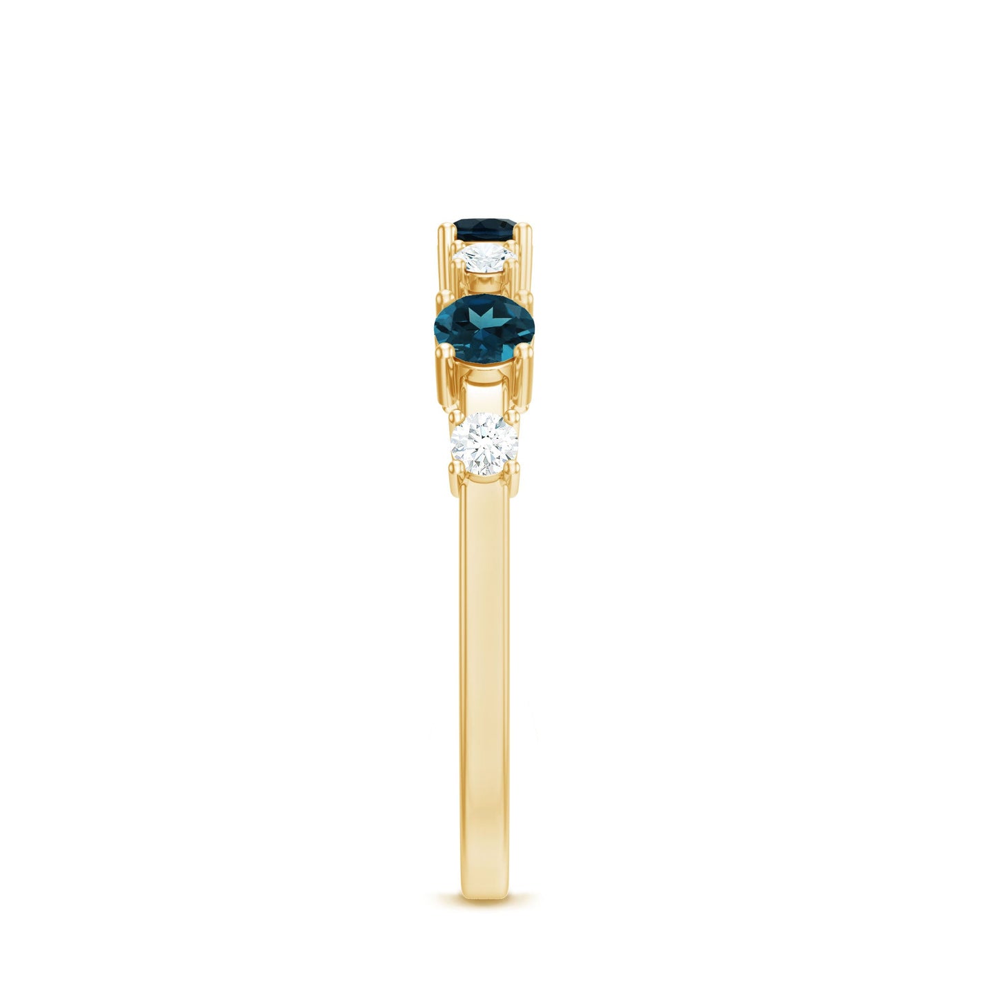 London Blue Topaz Wedding Eternity Band with Diamond