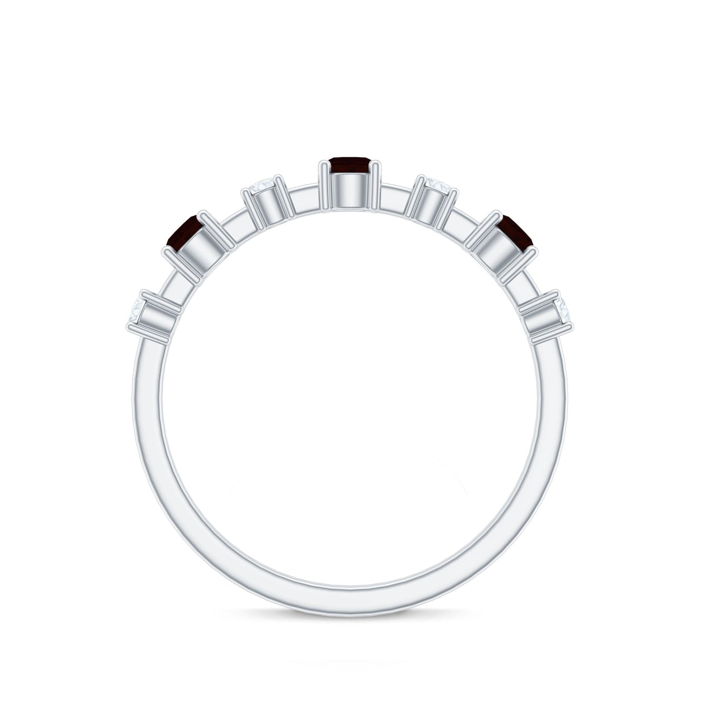 Natural Garnet Diamond Half Eternity Ring