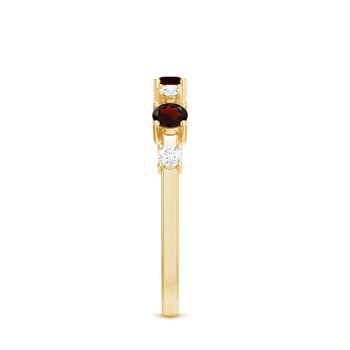 Natural Garnet Diamond Half Eternity Ring