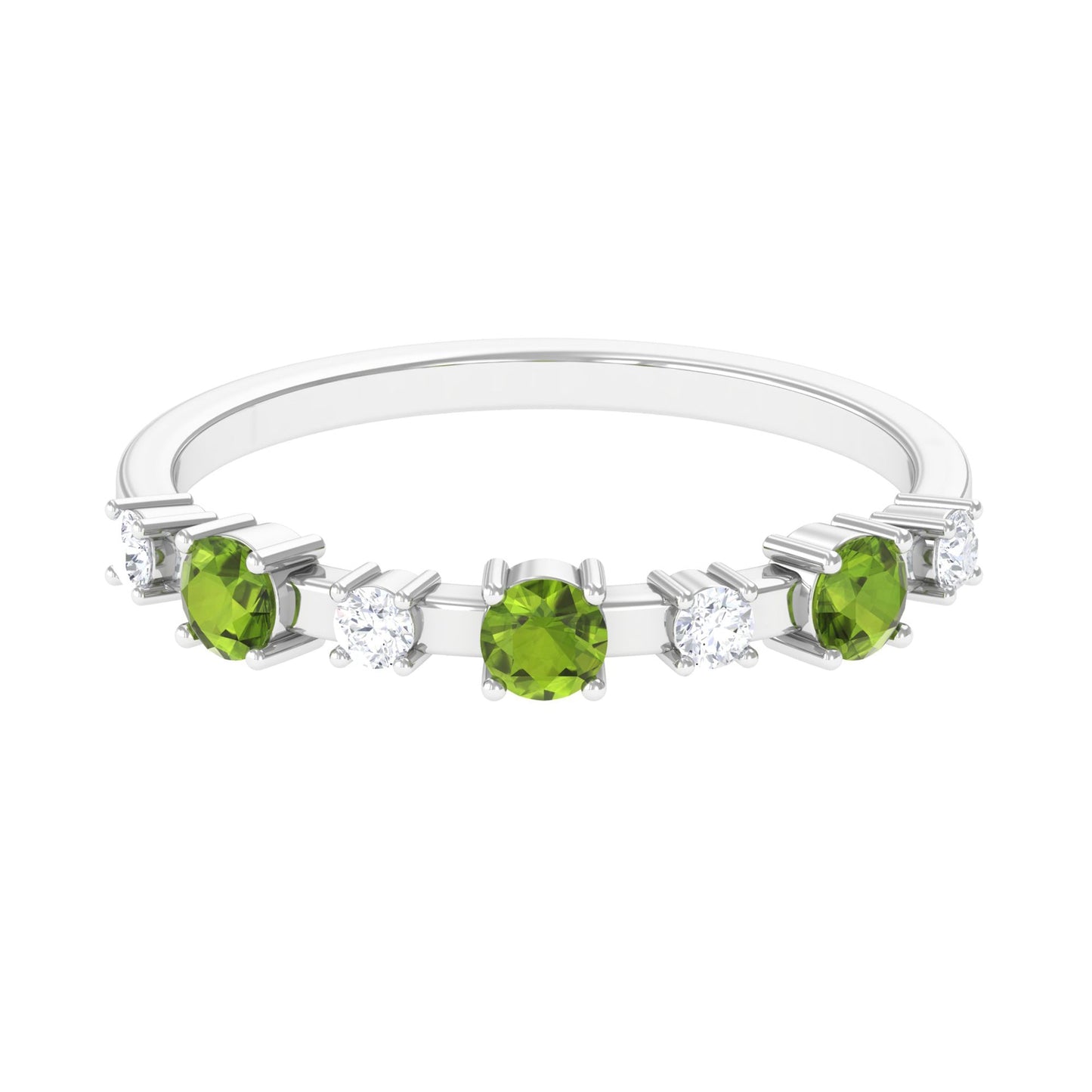 Half Eternity Ring with Peridot and Diamond