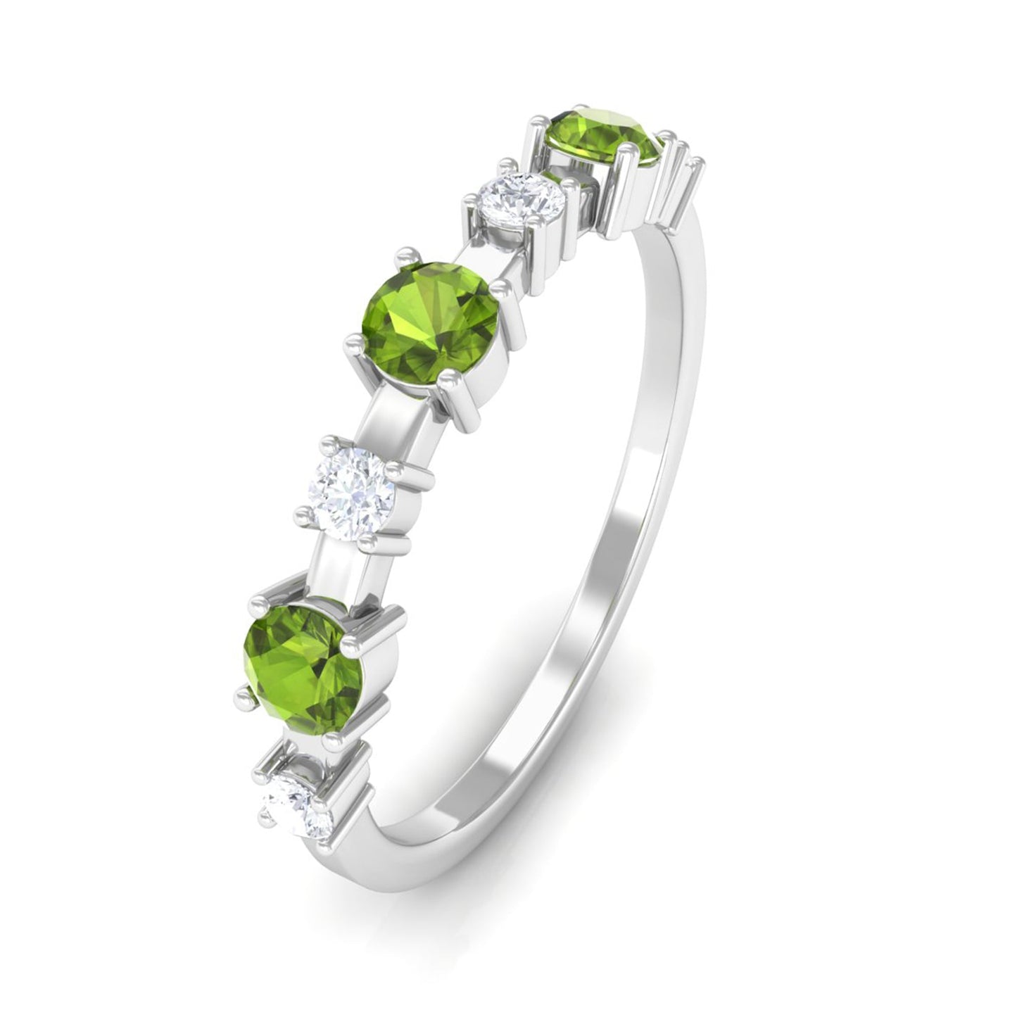 Half Eternity Ring with Peridot and Diamond
