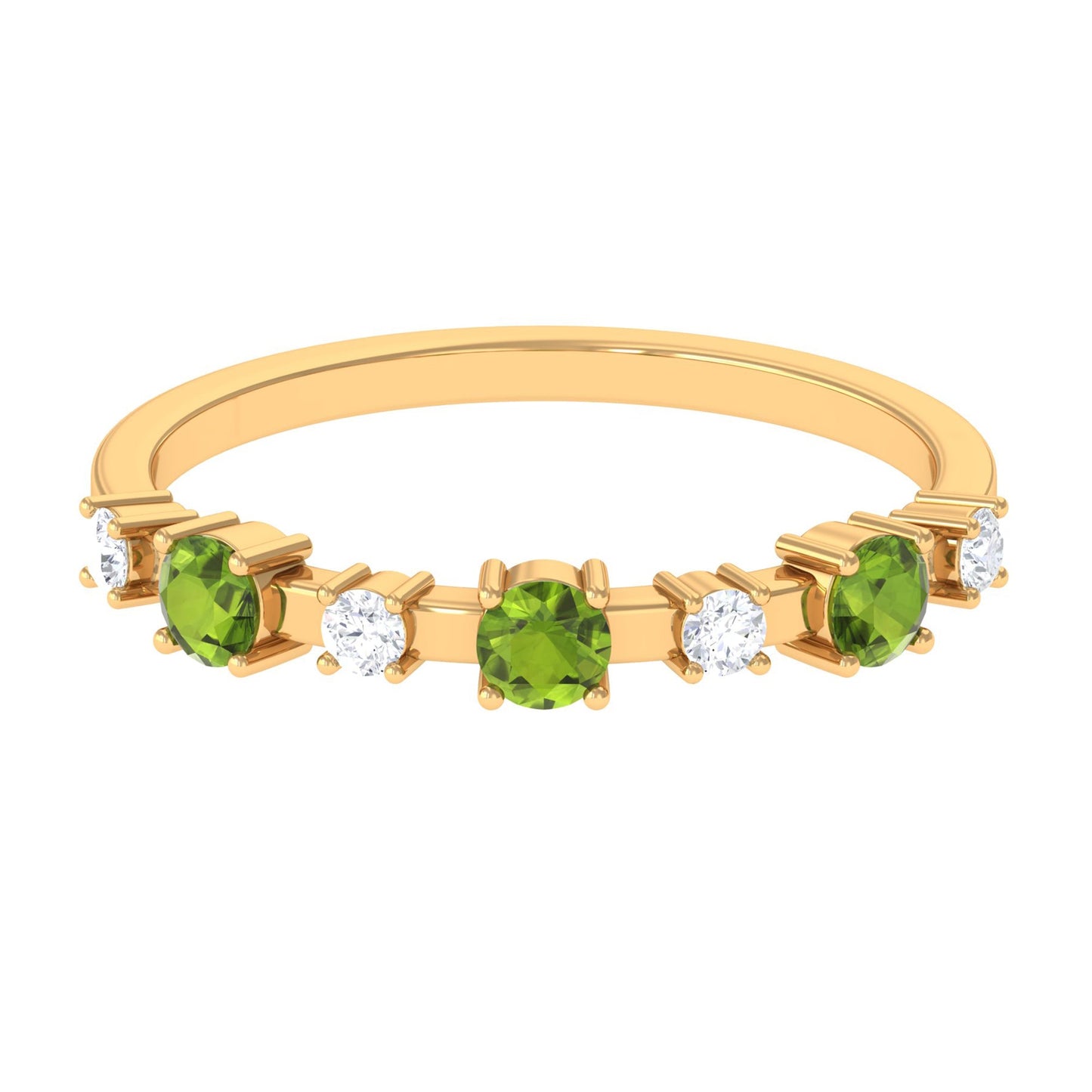 Half Eternity Ring with Peridot and Diamond