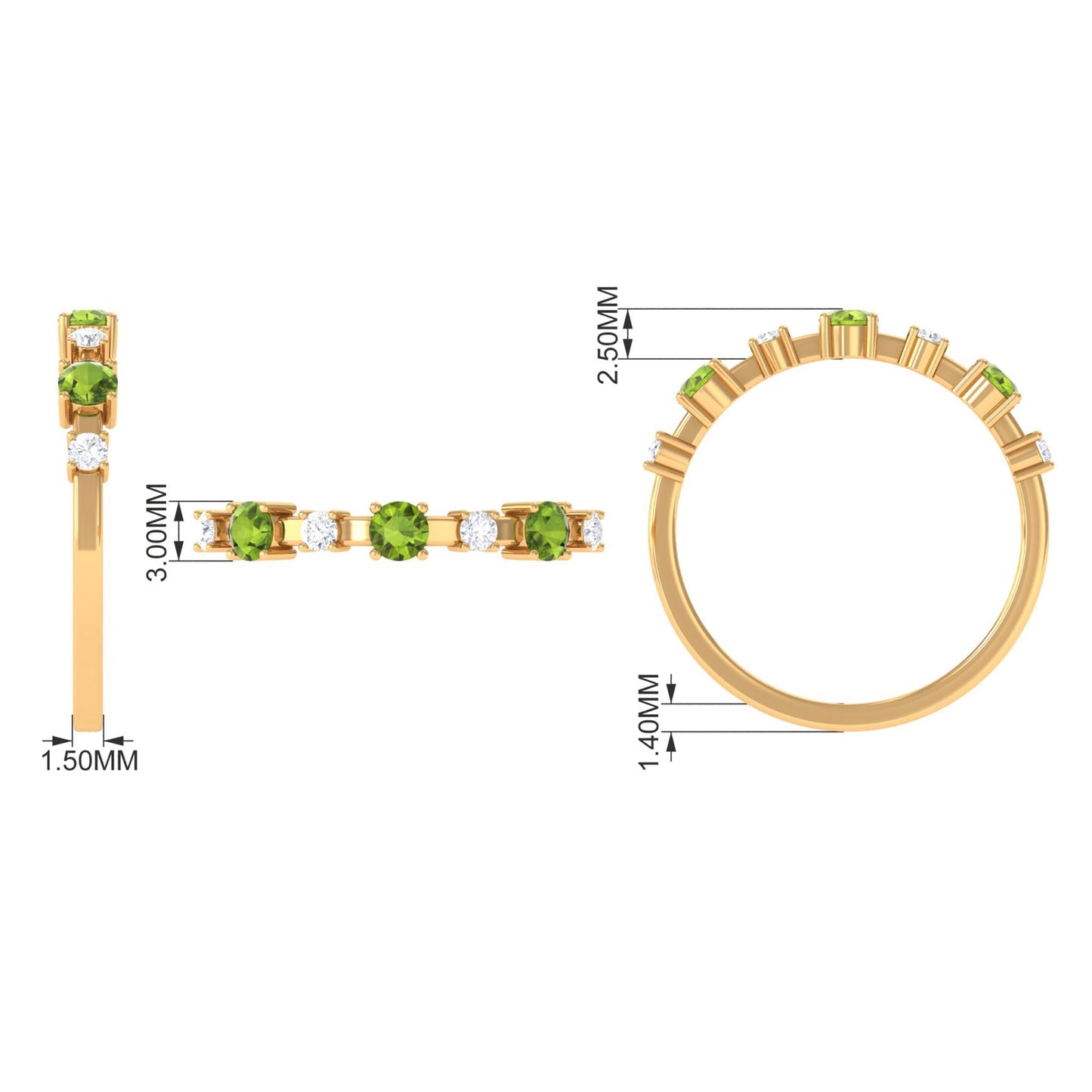 Half Eternity Ring with Peridot and Diamond