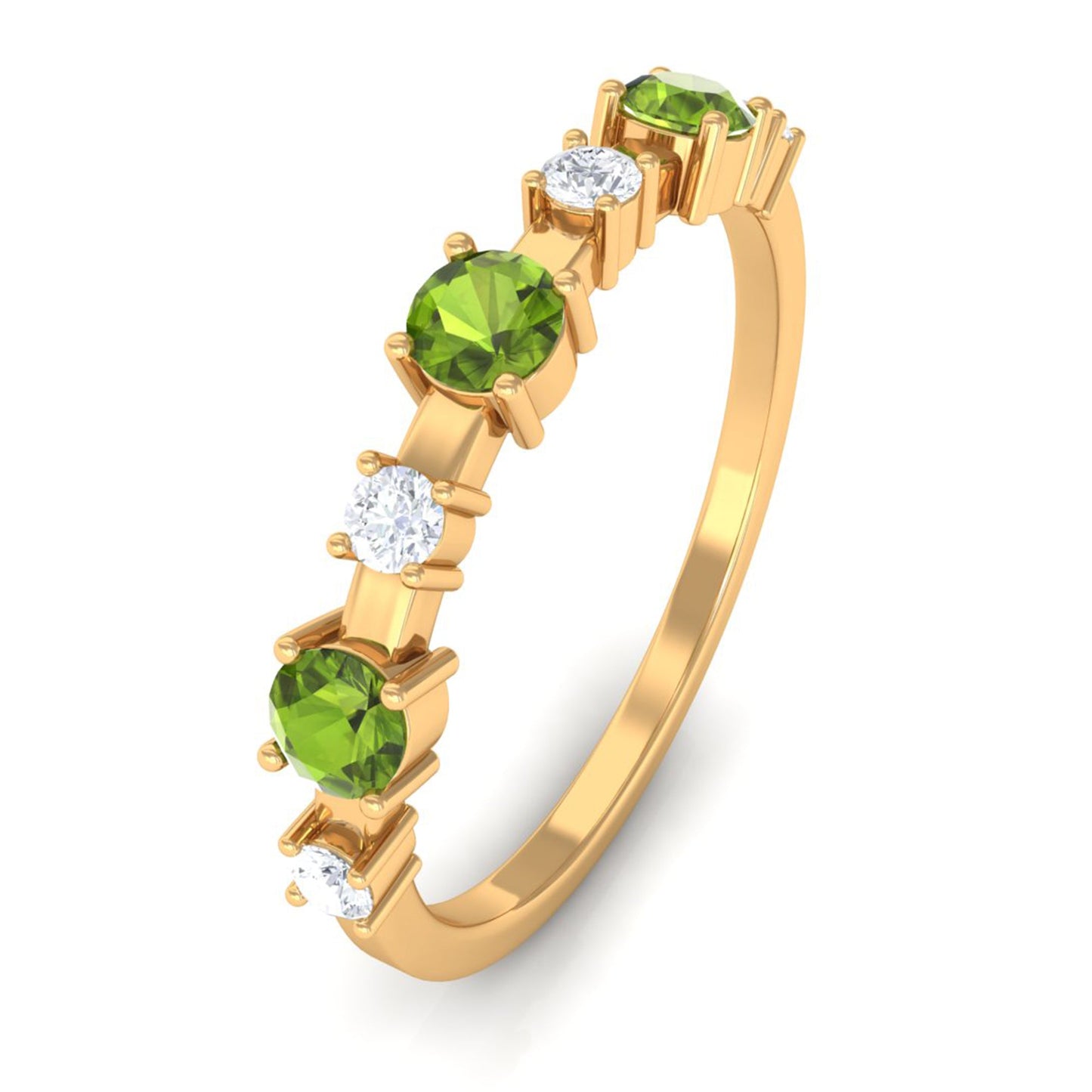 Half Eternity Ring with Peridot and Diamond