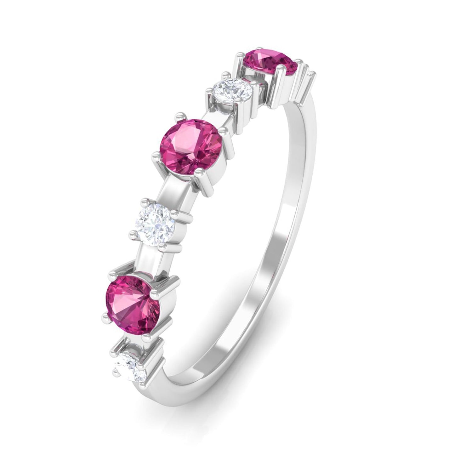 Pink Tourmaline and Diamond Half Eternity Ring