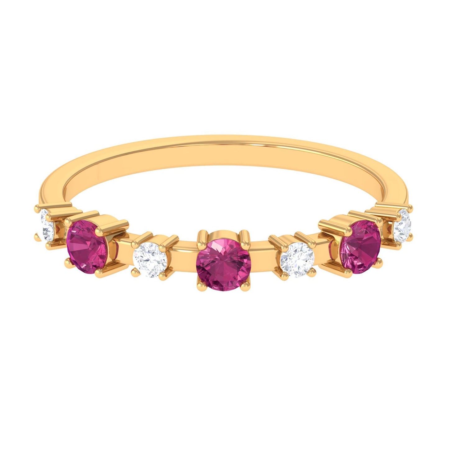 Pink Tourmaline and Diamond Half Eternity Ring