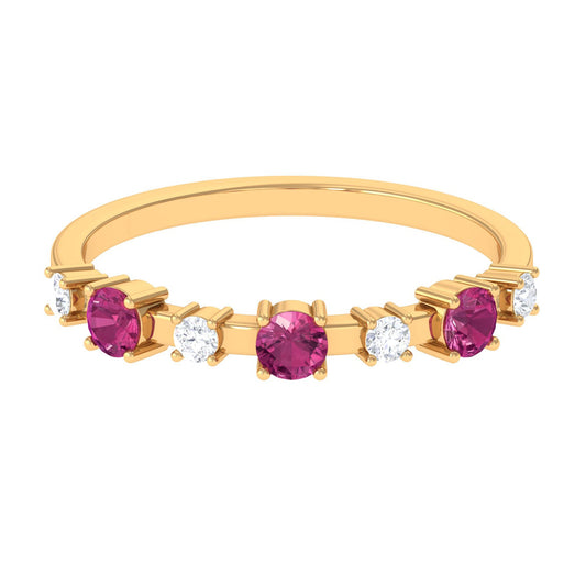 Pink Tourmaline and Diamond Half Eternity Ring