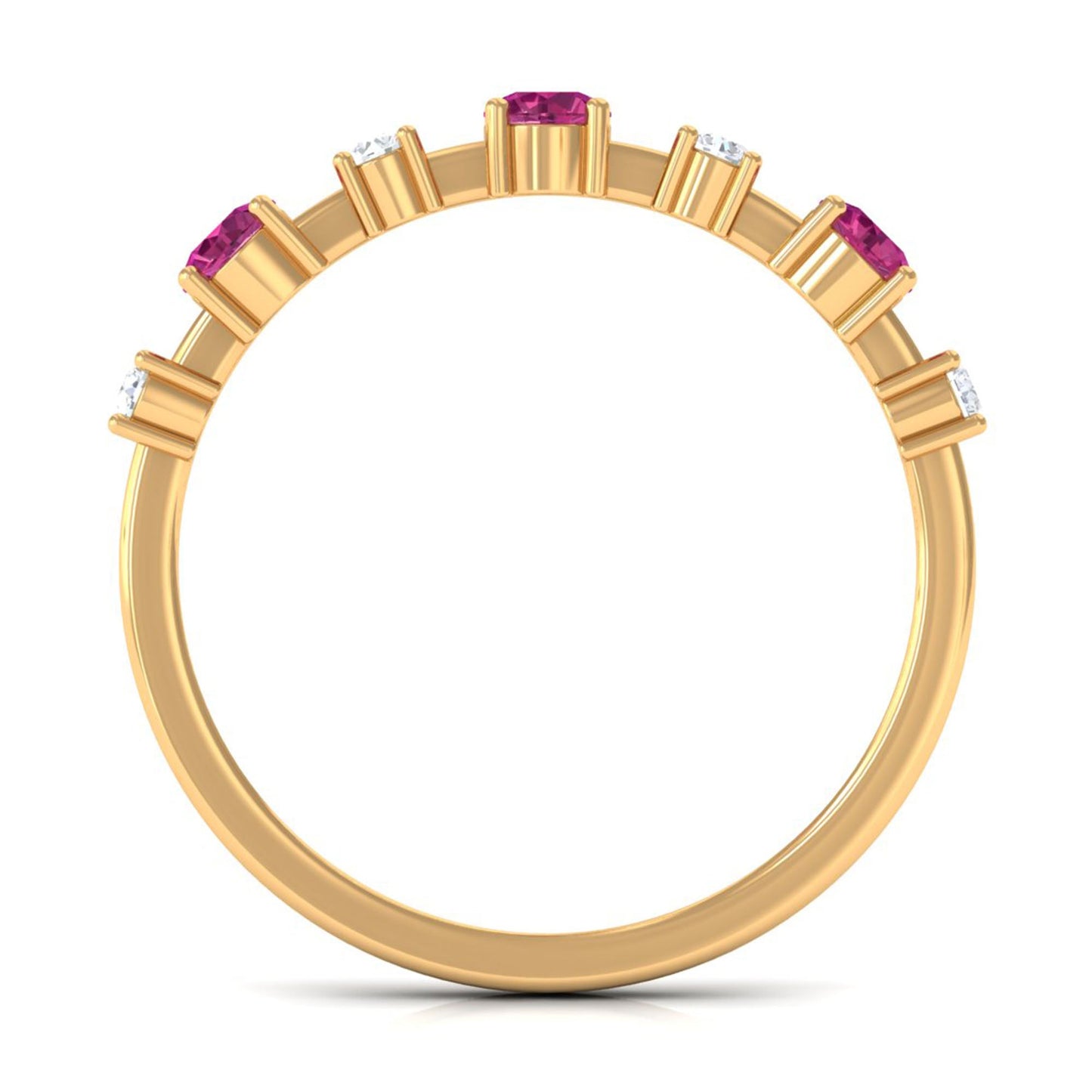 Pink Tourmaline and Diamond Half Eternity Ring