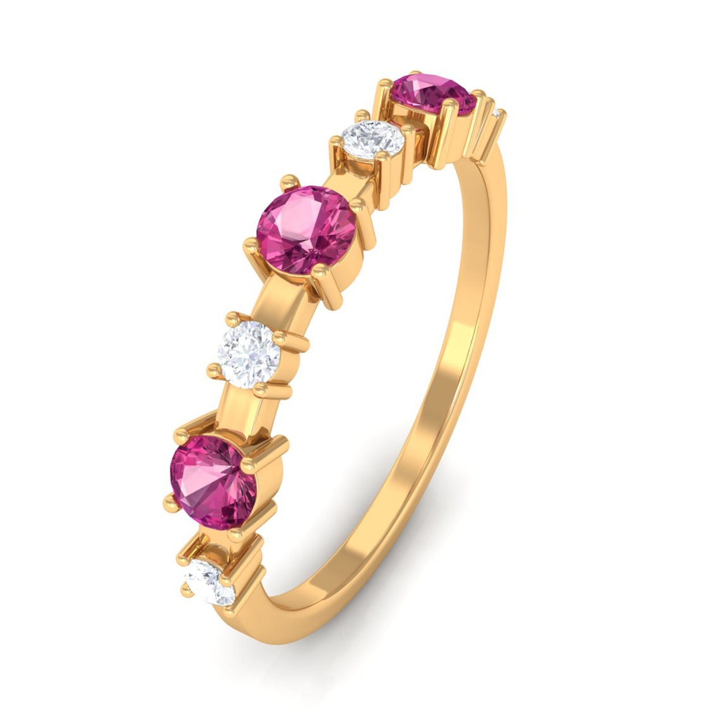 Pink Tourmaline and Diamond Half Eternity Ring