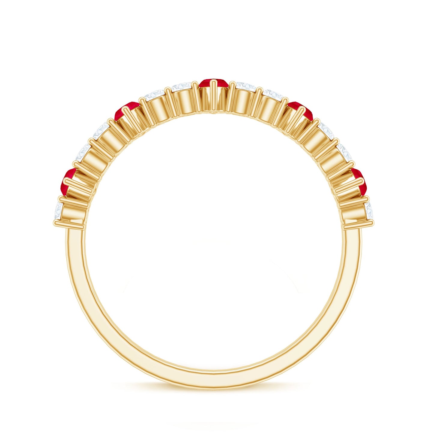 Natural Marquise Ruby Diamond Half Eternity Ring