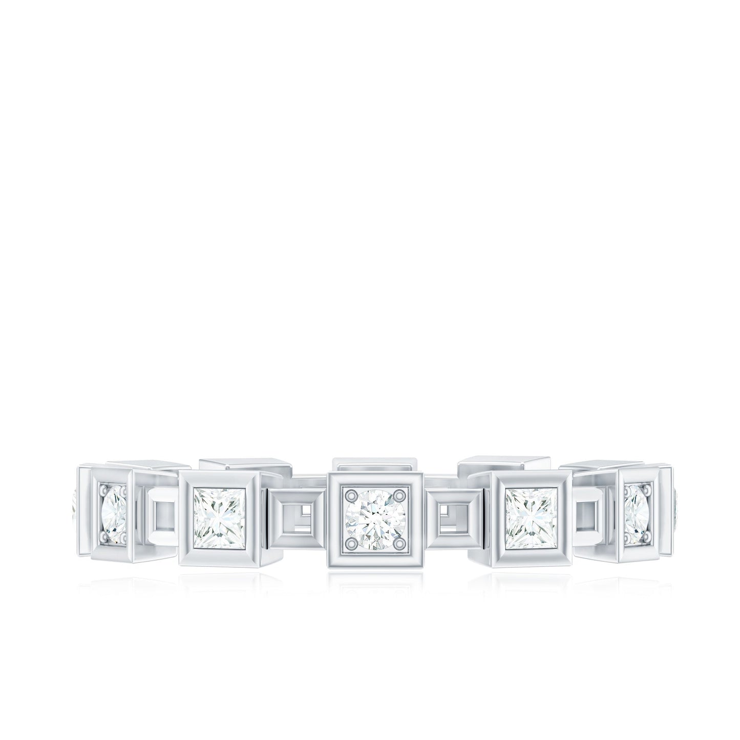 Princess Cut Moissanite Contemporary Wedding Band Ring