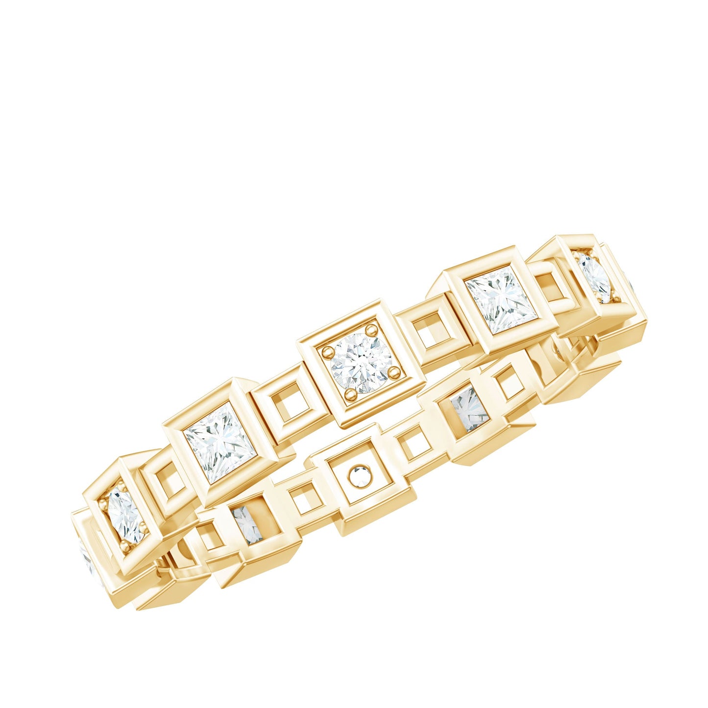 Princess Cut Moissanite Contemporary Wedding Band Ring