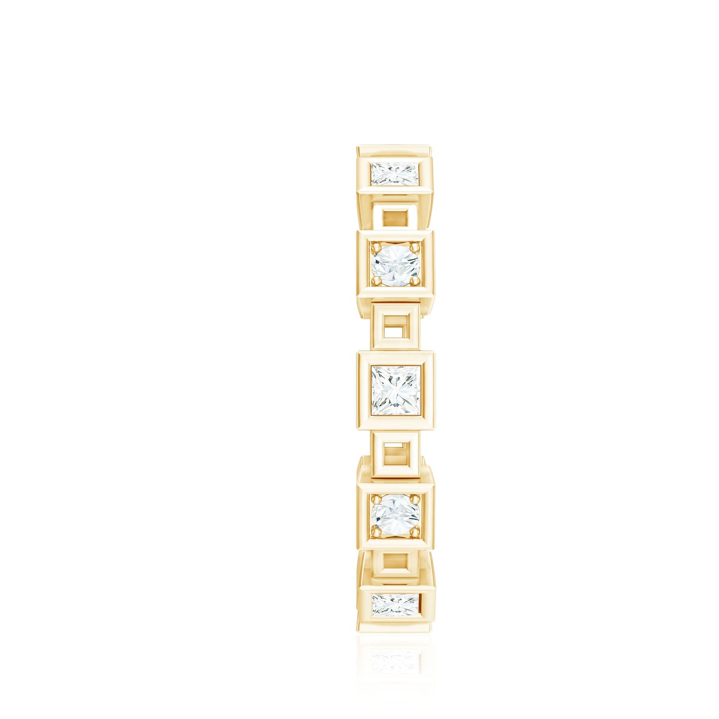 Princess Cut Moissanite Contemporary Wedding Band Ring