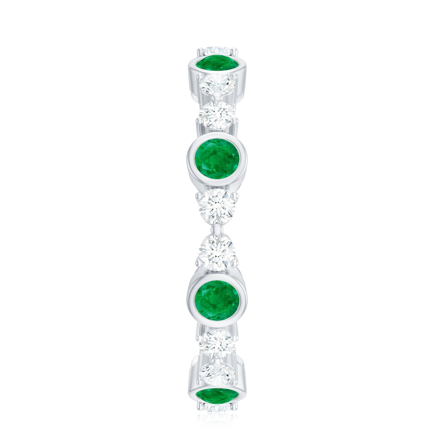 Natural Emerald Diamond Eternity Ring with Certificate