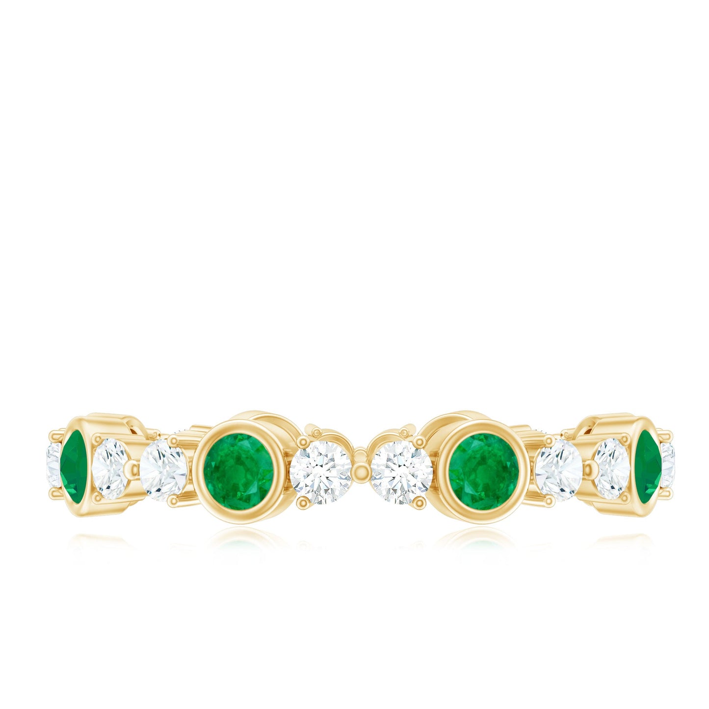 Natural Emerald Diamond Eternity Ring with Certificate